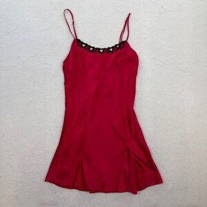 Vintage 1995 Victoria’s Secret Red Heart Silk Coquette Slip Dress Size P/S